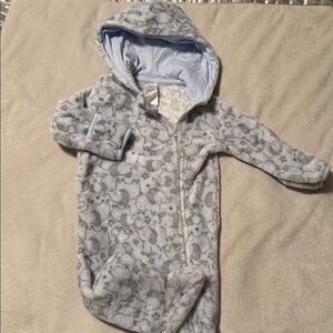 Cozy Gray Hooded Baby Onesie